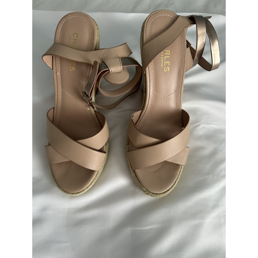 Charles By Charles David Cork Wedge Sandals Espradrille Women's Size 8M